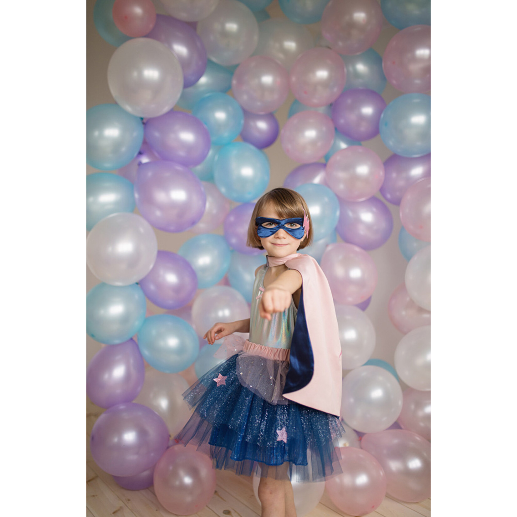 Great Pretenders Super Duper Tutu with Cape & Mask - Navy/Pink, Size 4-6