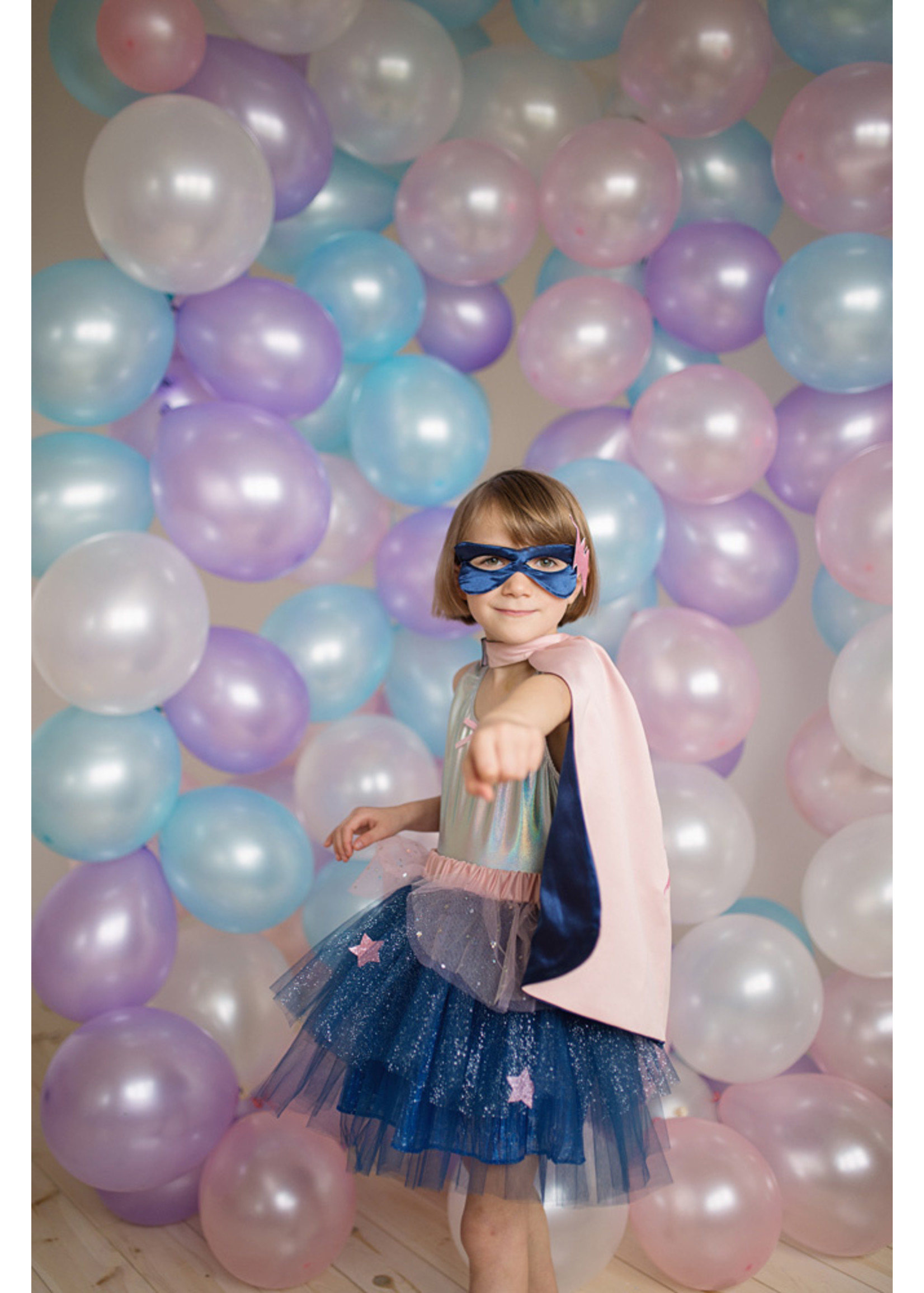 Great Pretenders Super Duper Tutu with Cape & Mask - Navy/Pink, Size 4-6