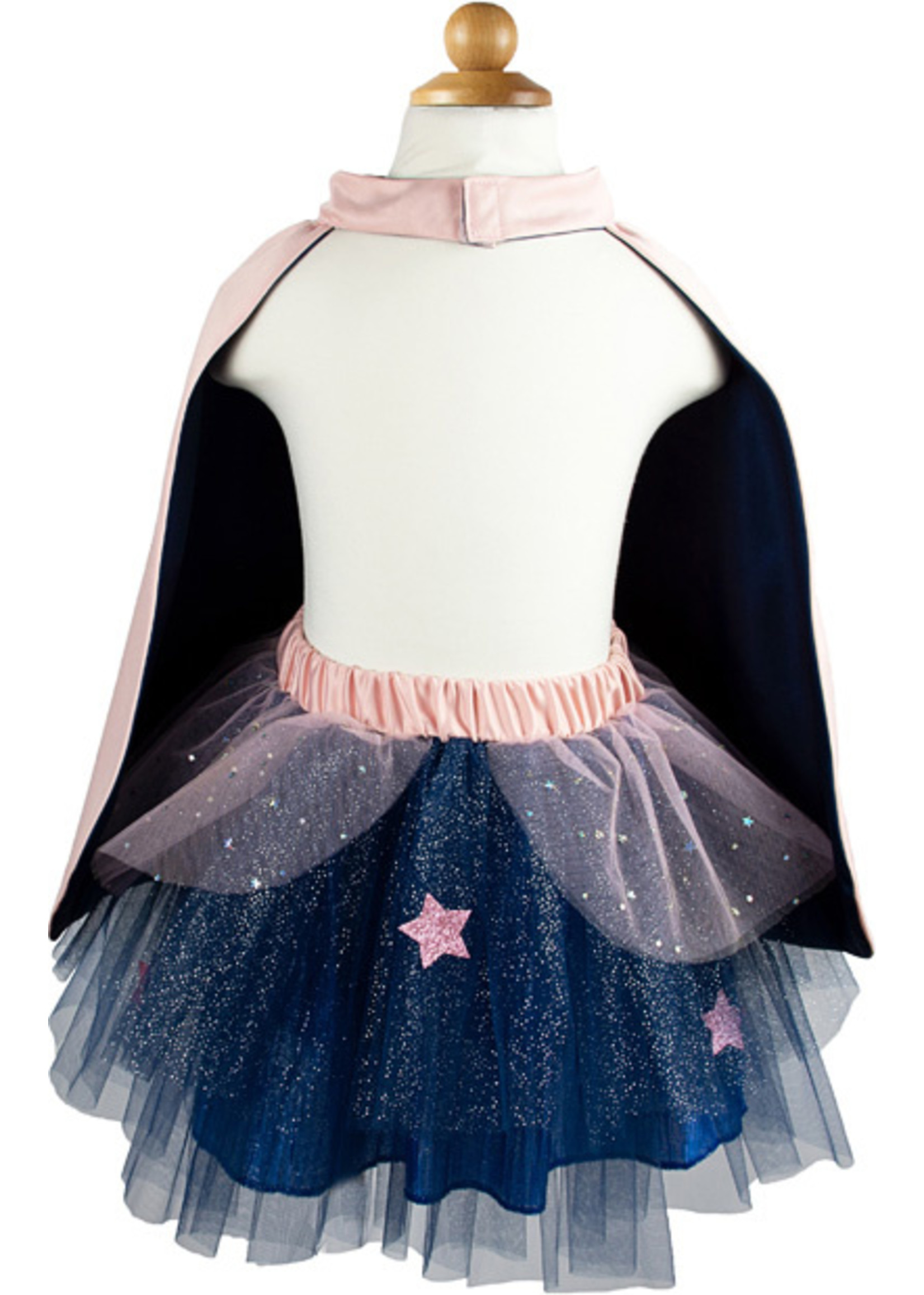 Great Pretenders Super Duper Tutu with Cape & Mask - Navy/Pink, Size 4-6