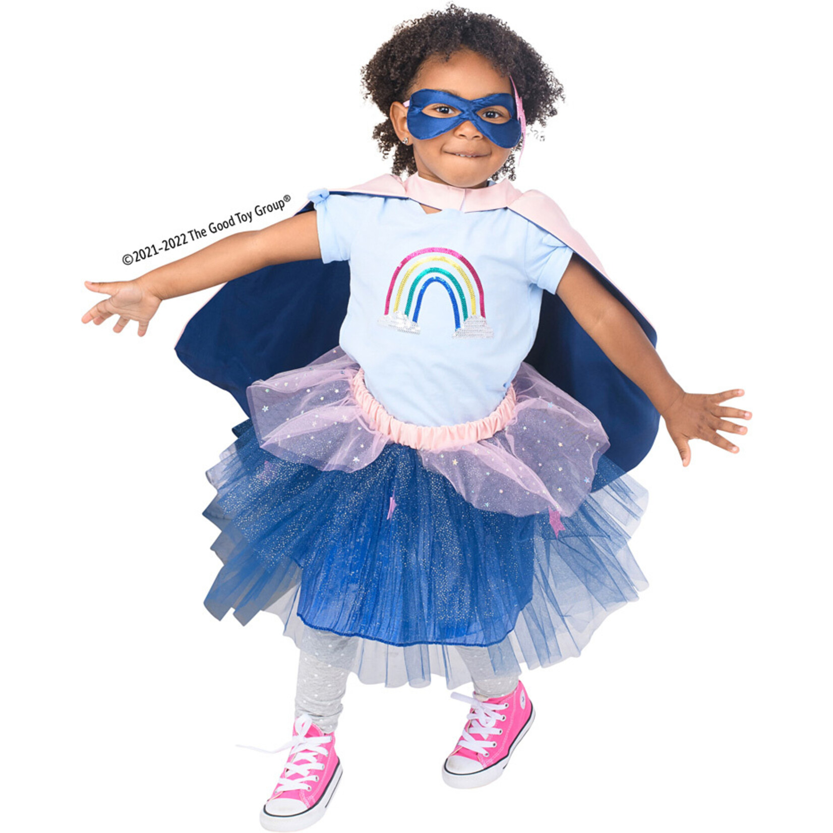 Great Pretenders Super Duper Tutu with Cape & Mask - Navy/Pink, Size 4-6