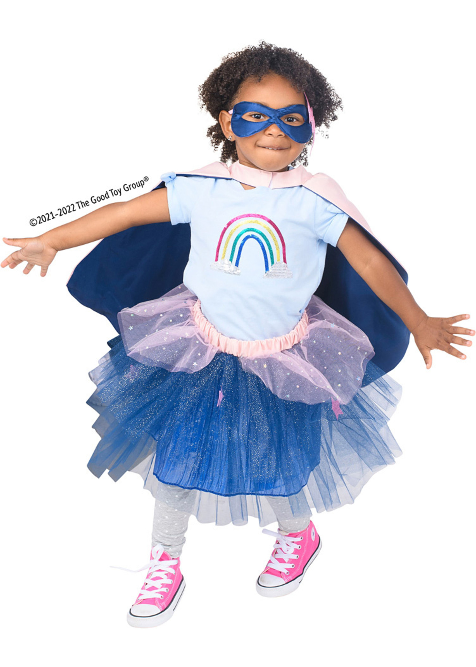 Great Pretenders Super Duper Tutu with Cape & Mask - Navy/Pink, Size 4-6