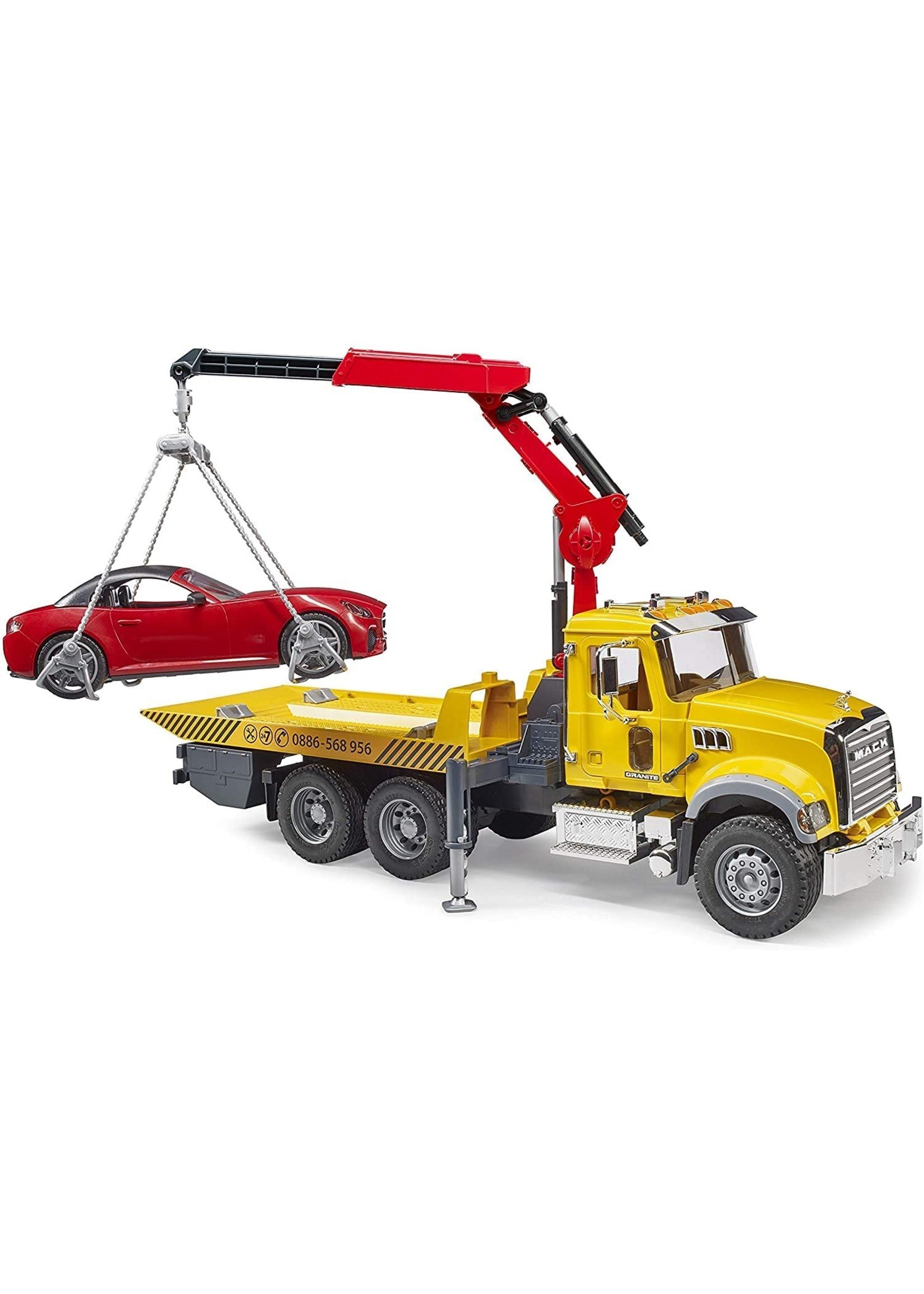 Bruder Toys 02829 - MACK Granite Tow Truck with Roadster