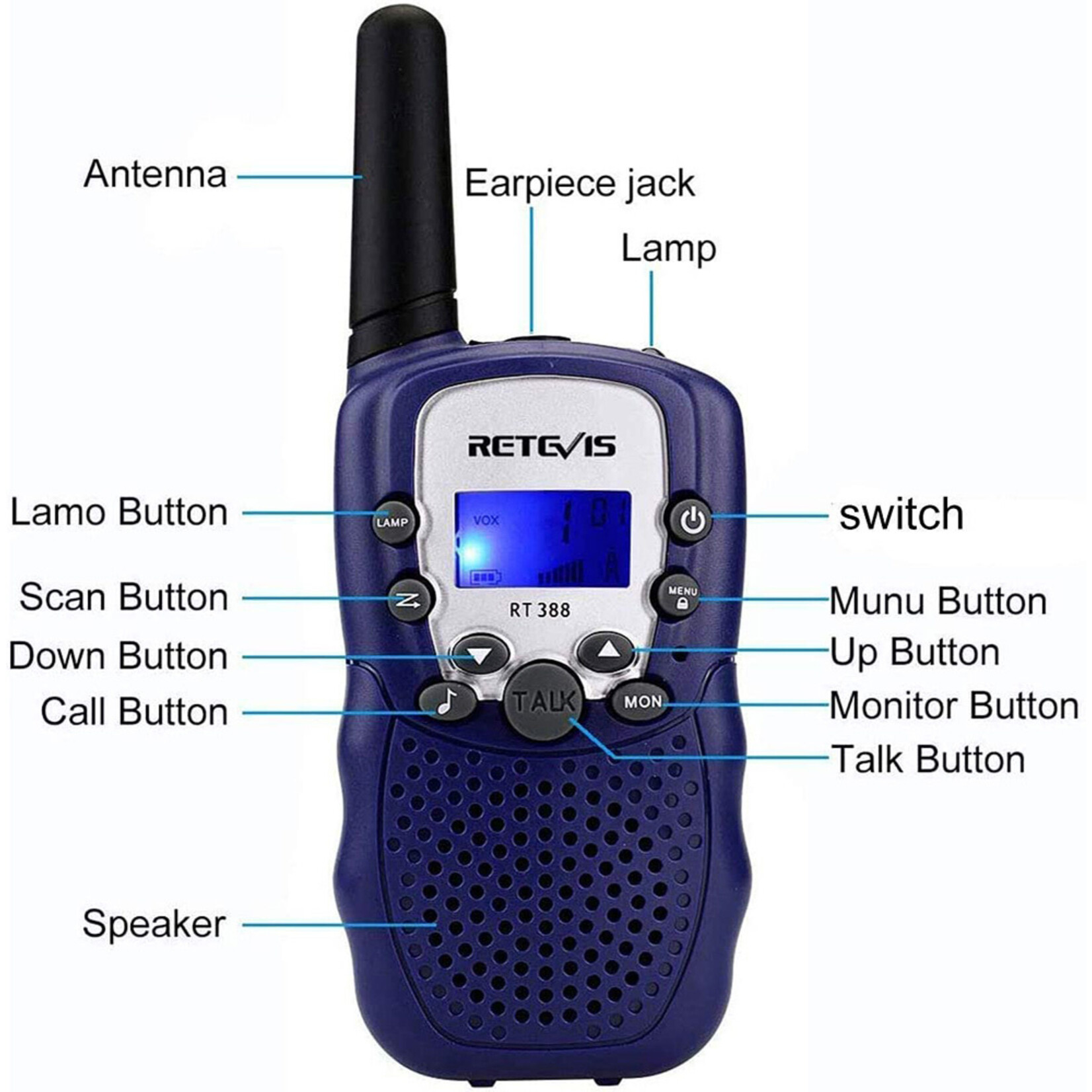 US Toy Walkie Talkies - Gem Blue