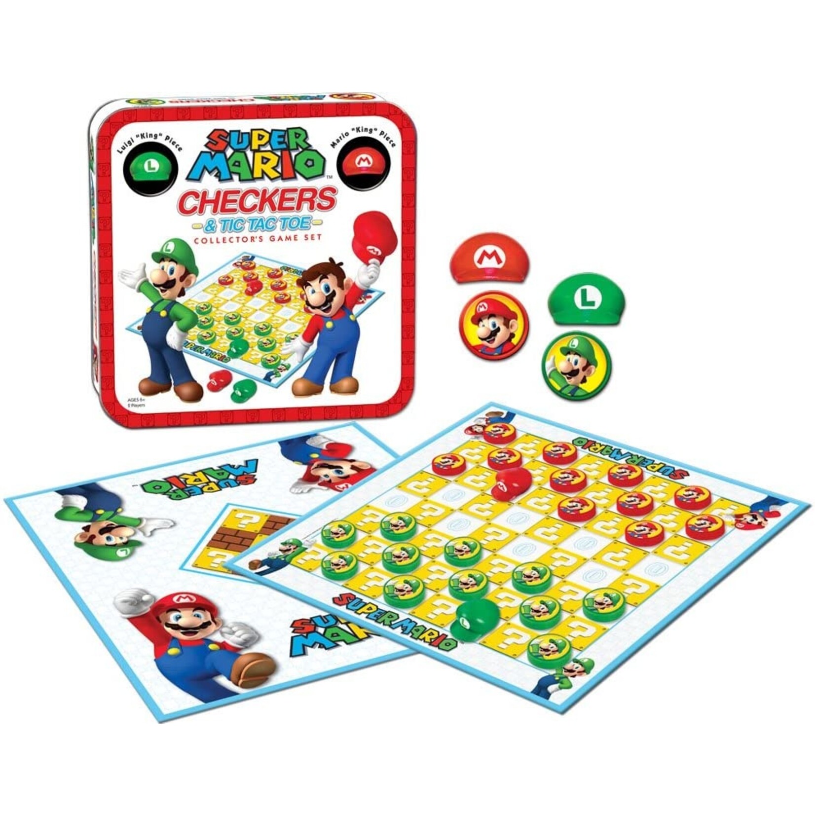 USAopoly Super Mario  vs Luigi Checkers & Tic Tac Toe