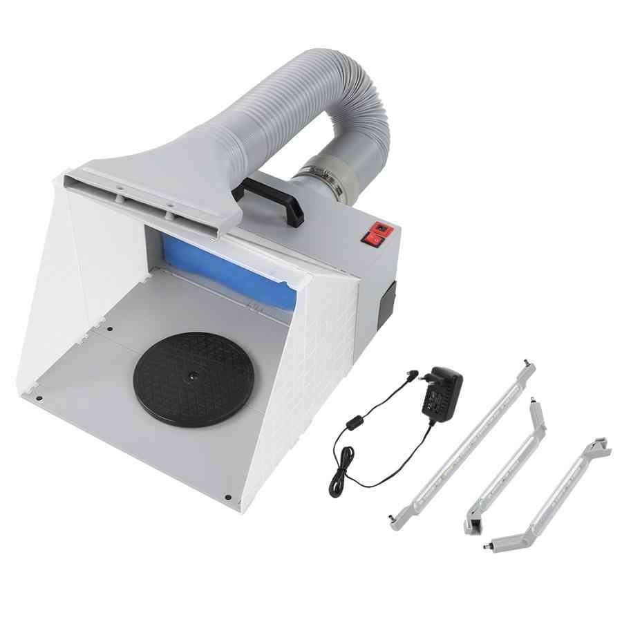 Portable Airbrush Paint Spray Booth Kit Pro Paint Set with Turn Table, LED lights, Exhaust System