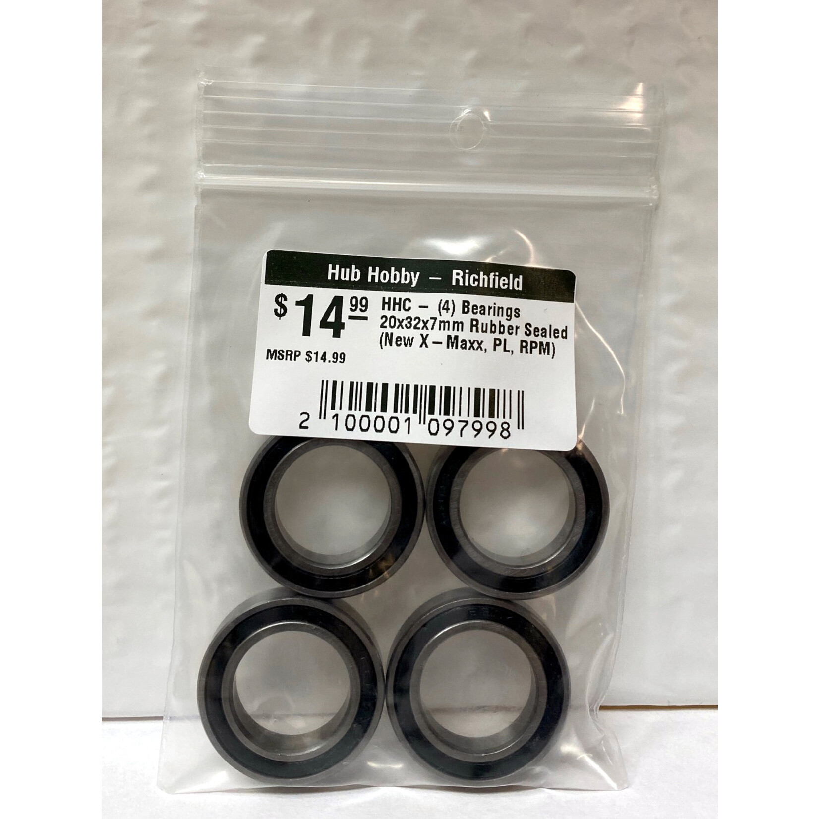 Hub Hobby Rubber Sealed Ball Bearings, 20x32x7mm, (4)