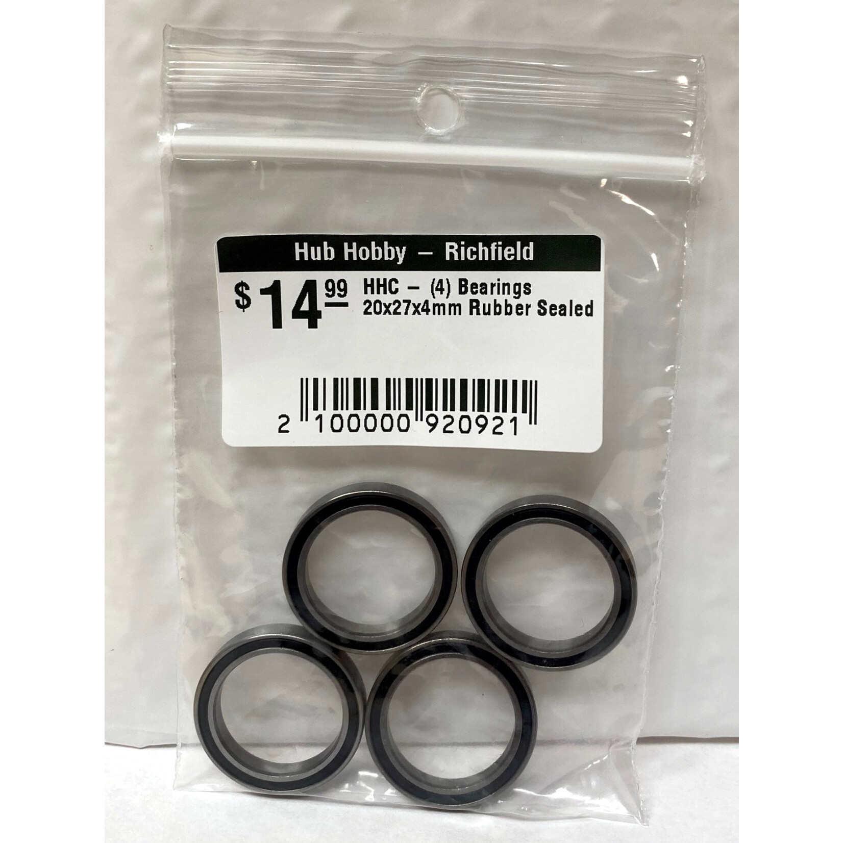 Hub Hobby Rubber Sealed Ball Bearings, 20x27x4mm, (4)