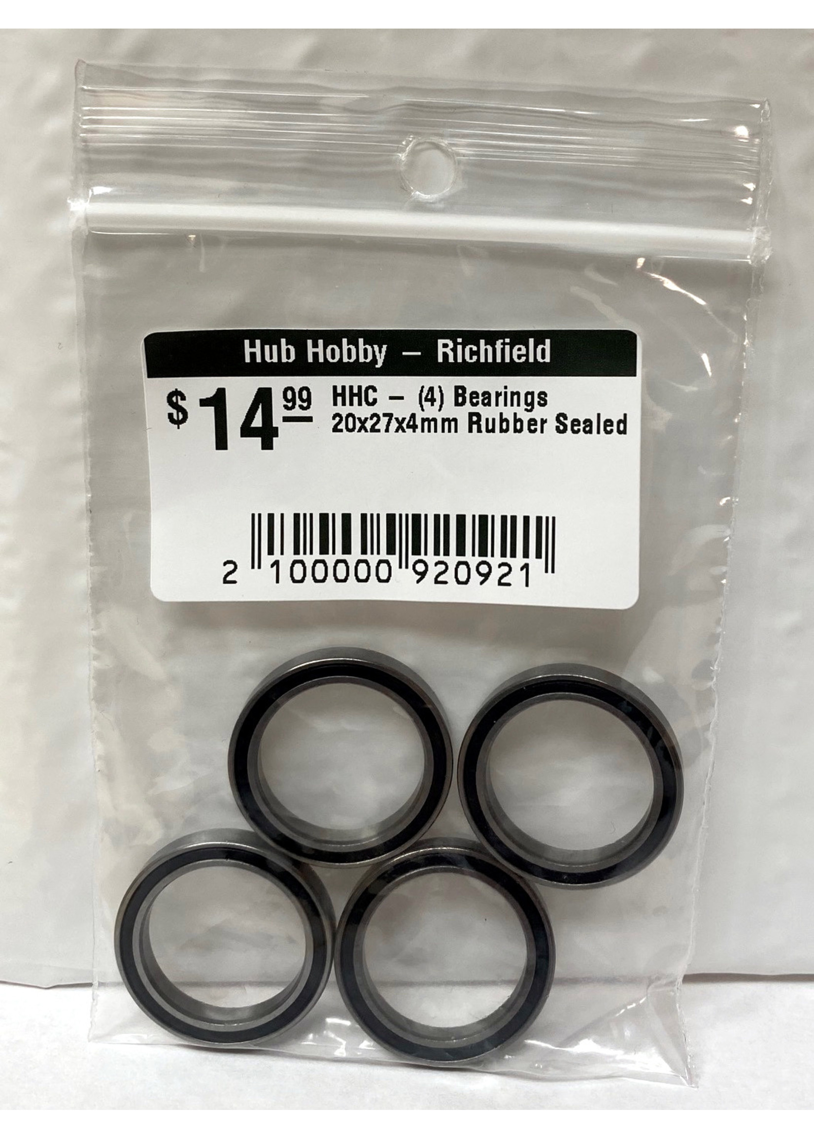 Hub Hobby Rubber Sealed Ball Bearings, 20x27x4mm, (4)