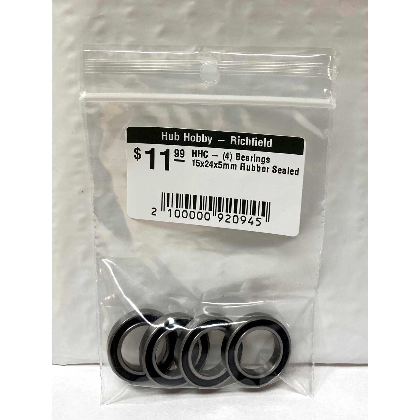 Hub Hobby Rubber Sealed Ball Bearings, 15x24x5mm, (4)