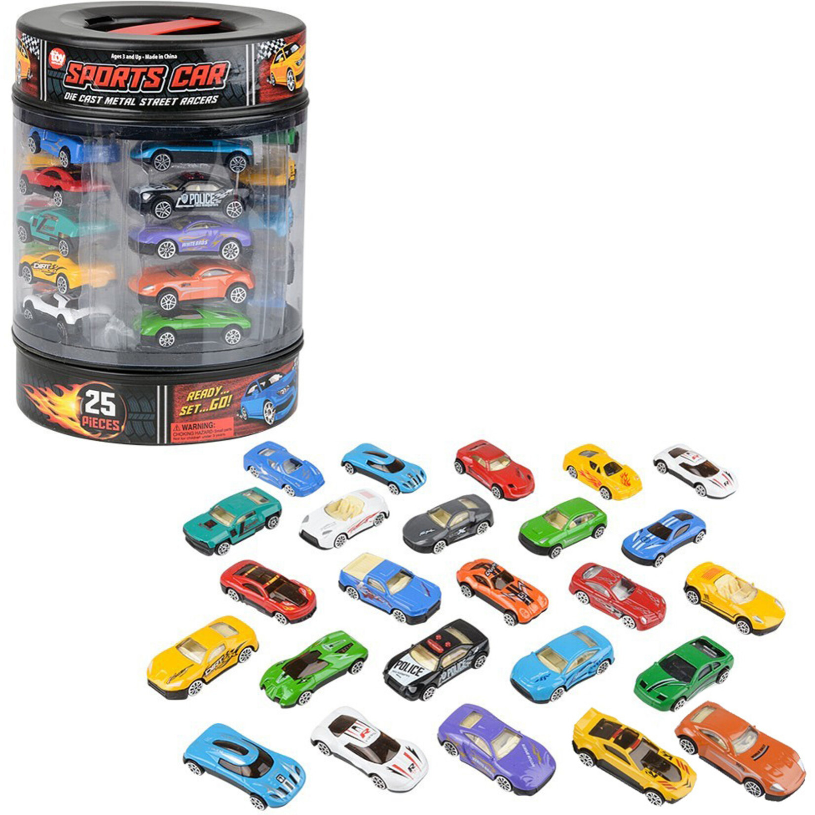 Toy Network Die-Cast Car Set In Tire Carrying Tub - 25 piece set
