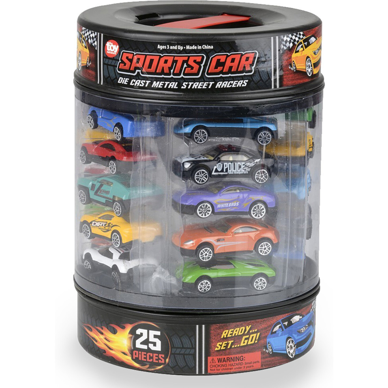Toy Network Die-Cast Car Set In Tire Carrying Tub - 25 piece set