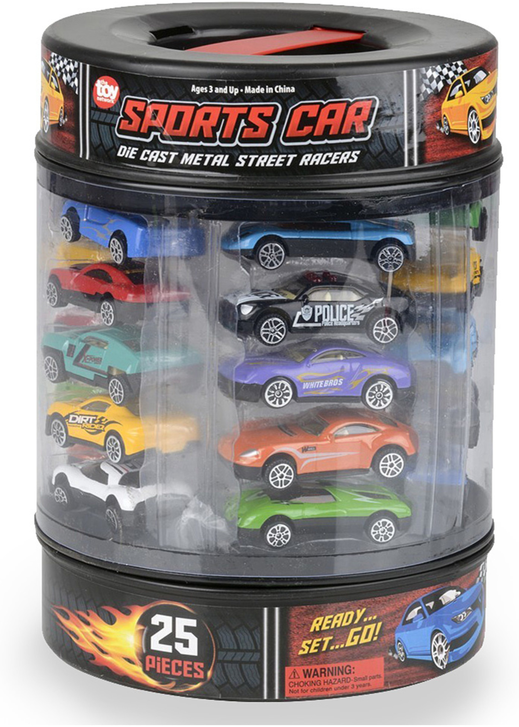 Toy Network Die-Cast Car Set In Tire Carrying Tub - 25 piece set