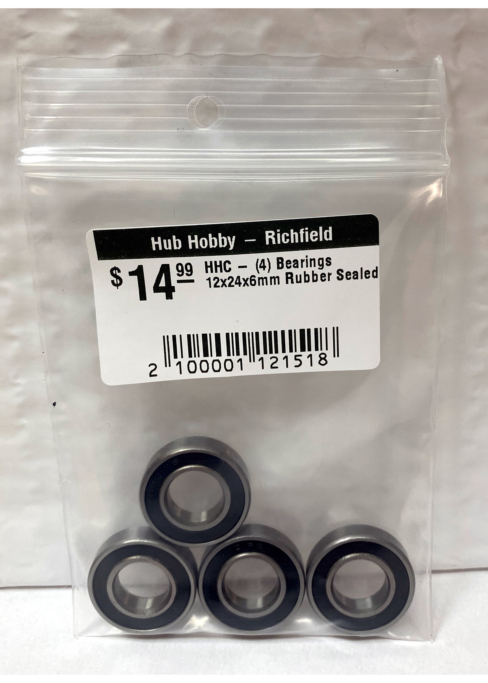 Hub Hobby Rubber Sealed Ball Bearings, 12x24x6mm (4)