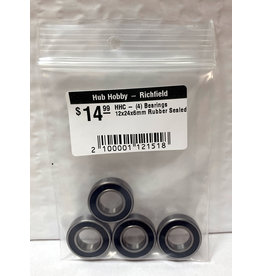 Hub Hobby Rubber Sealed Ball Bearings, 12x24x6mm (4)