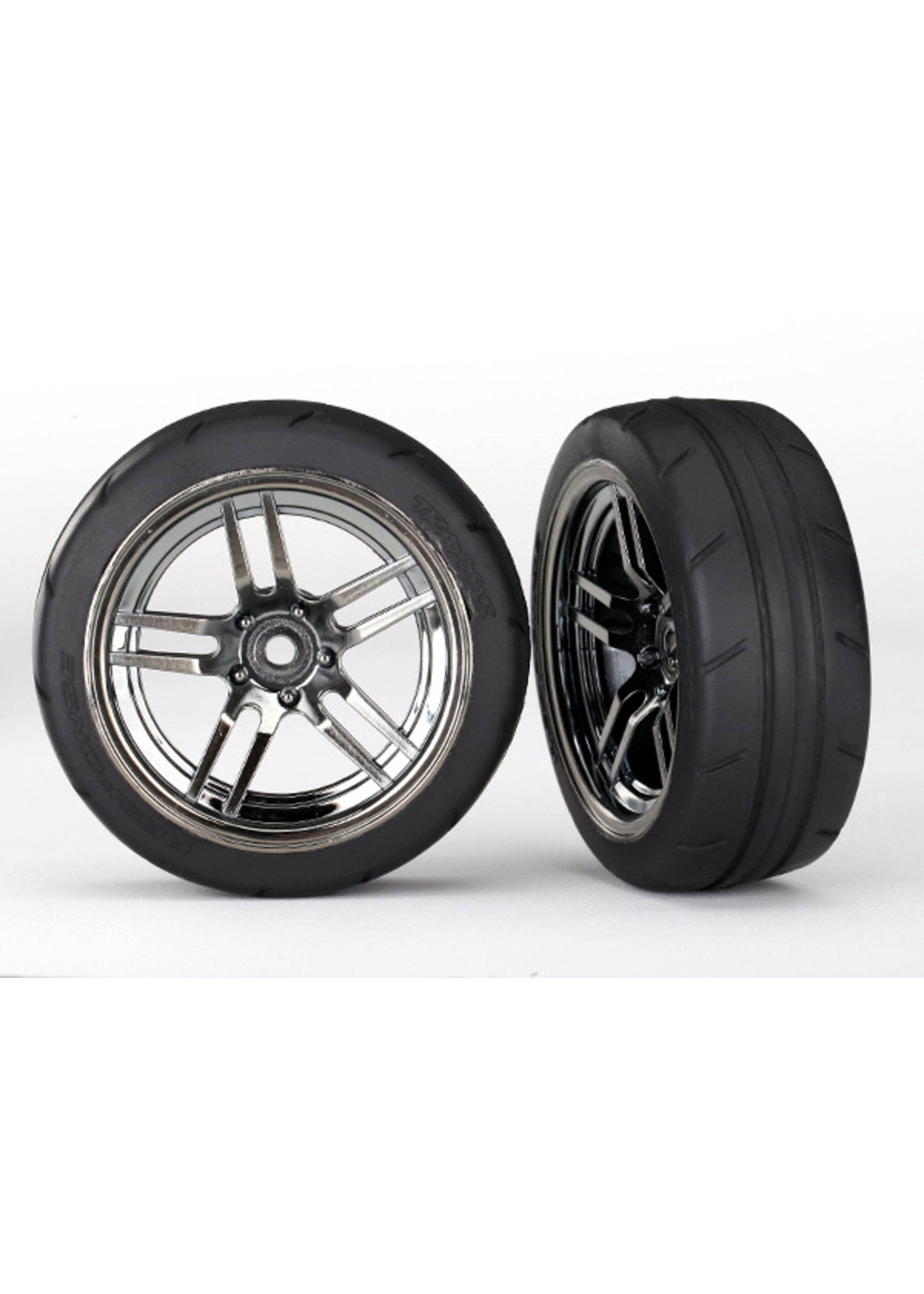 Traxxas 8373 - Split-Spoke Black Chrome Wheels / 1.9" Response Tires