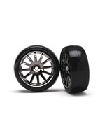 Traxxas 7573A - 12-Spoke Black Chrome Wheels / Slick Tires
