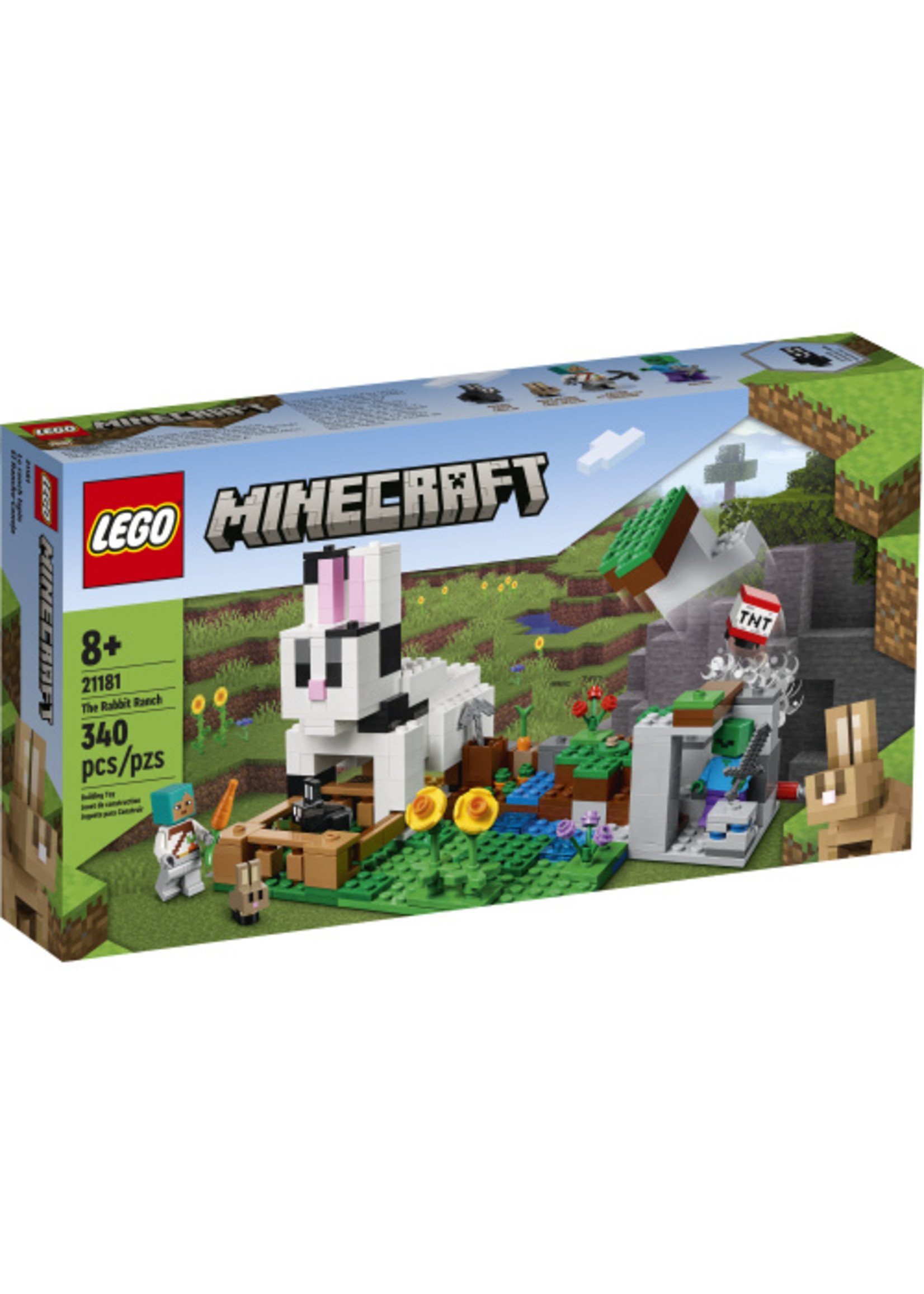 LEGO Minecraft The Rabbit Ranch House Farm Set, 21181 Animals Toy for Kids,  Boys and Girls Age 8 Plus with Tamer and Zombie Figures 