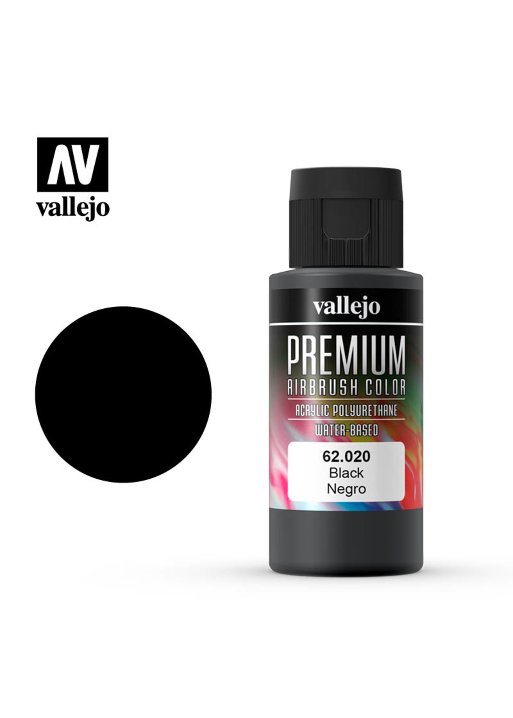 Vallejo 62.020 - Premium Airbrush Color Black - 60ml