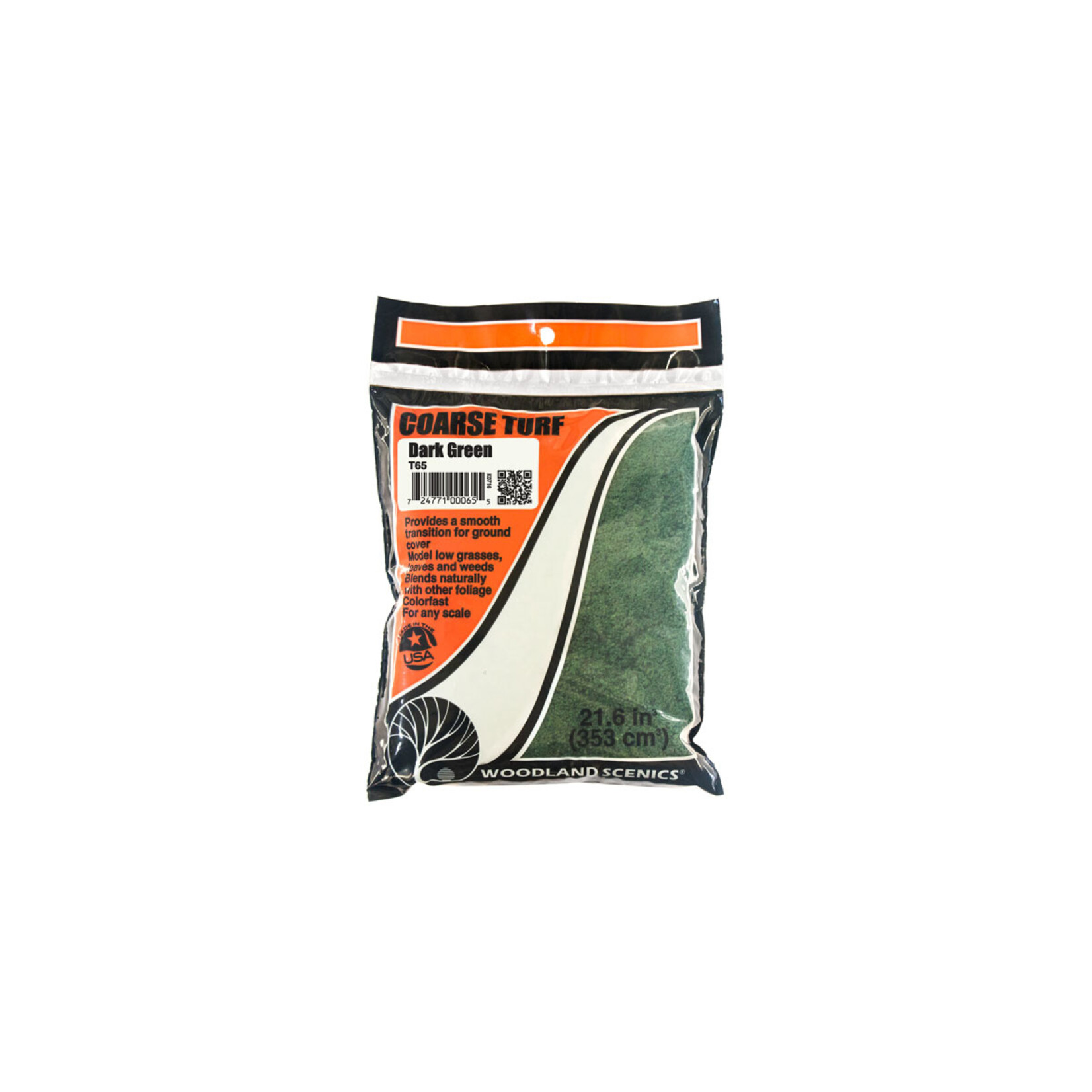 Woodland Scenics T65 - Coarse Turf Bag, 21.6 cu. in. - Dark Green