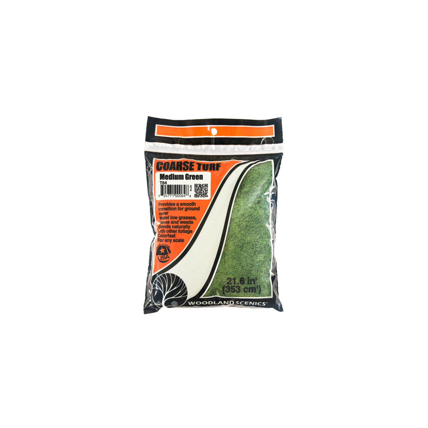 Woodland Scenics T64 - Coarse Turf Bag, 21.6 cu. in. - Medium Green
