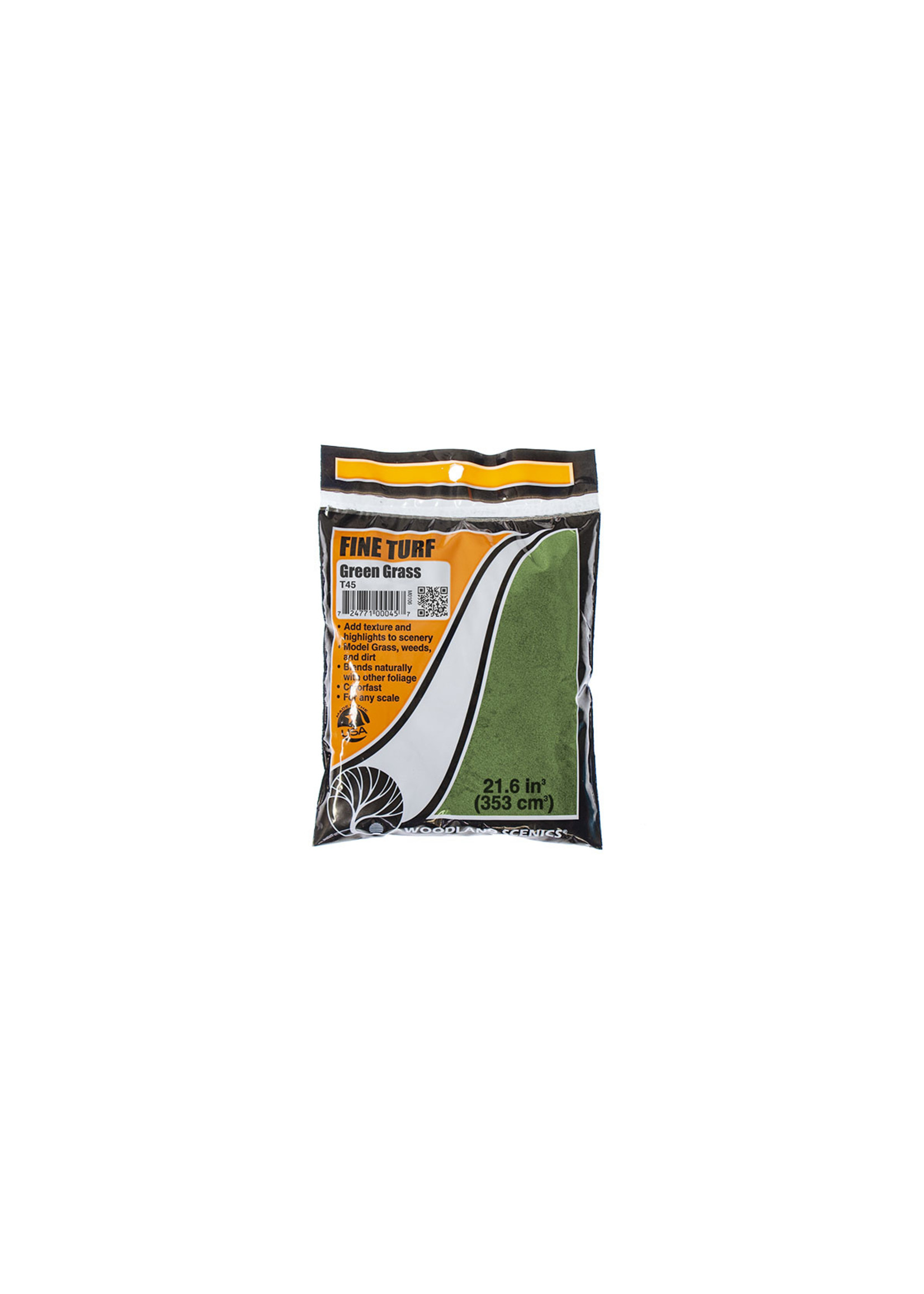 Woodland Scenics T45 - Fine Turf Bag, 21.6 cu. in. - Green Grass