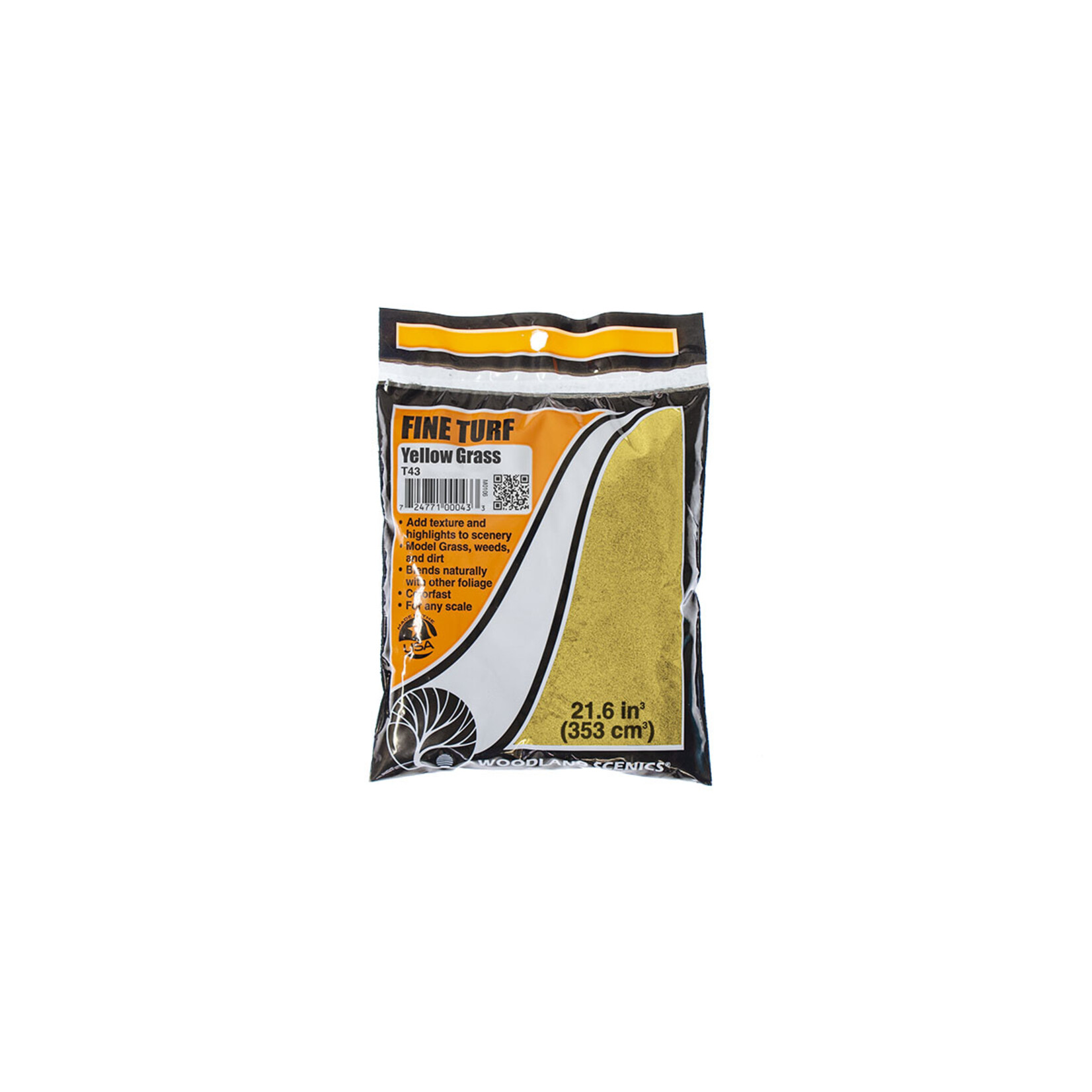 Woodland Scenics T43 - Fine Turf Bag, 21.6 cu. in. - Yellow Grass