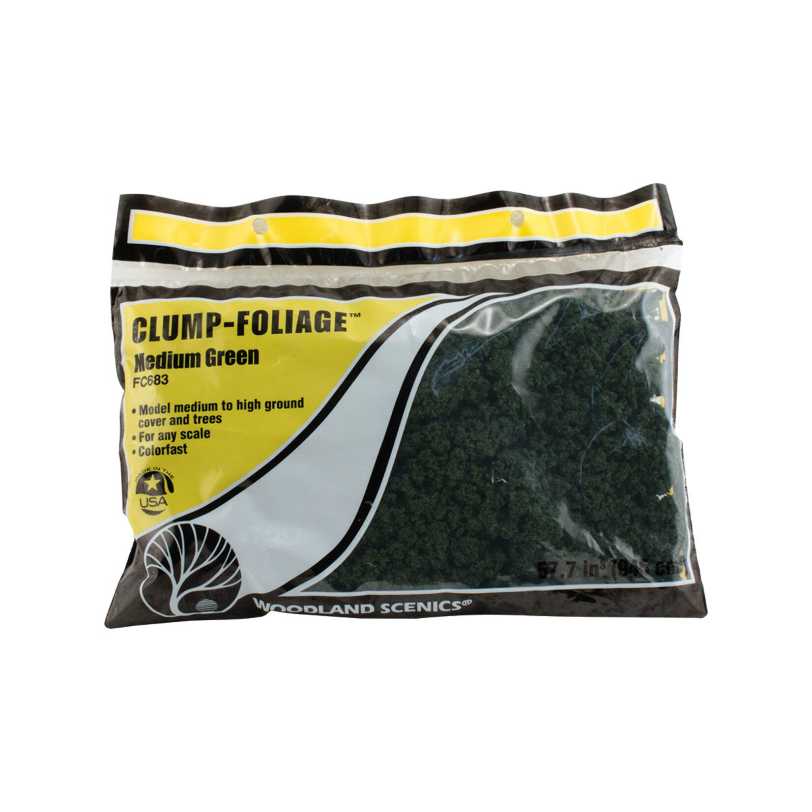Woodland Scenics WOO FC683 - Clump-Foliage Bag, 57.7 cu. in. - Medium Green