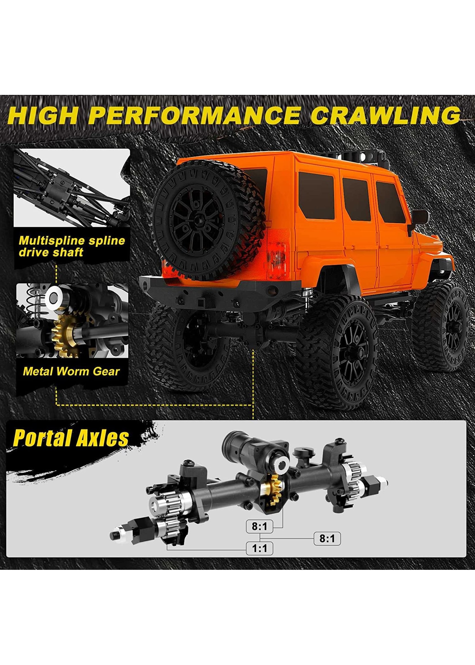 Panda 1/24 Tetra24 X3 Portal Edition RTR Scale Mini Crawler - Orange