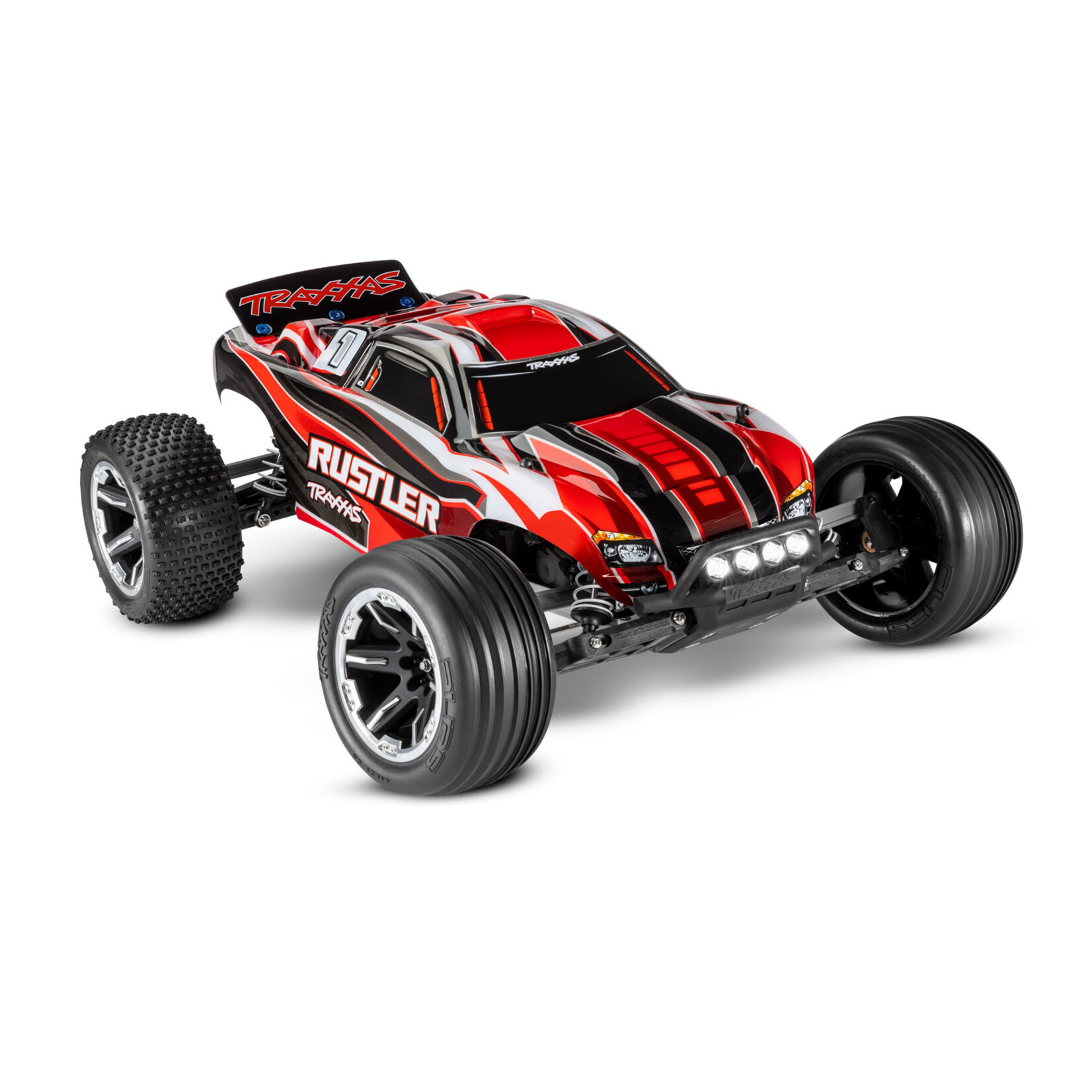 Traxxas 1/10 Rustler 2WD RTR Stadium Truck with Lights - Red