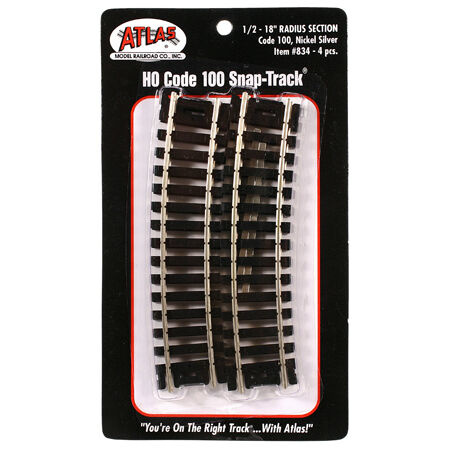 834 HO Code 100 1/2-18'' Radius 4 pack
