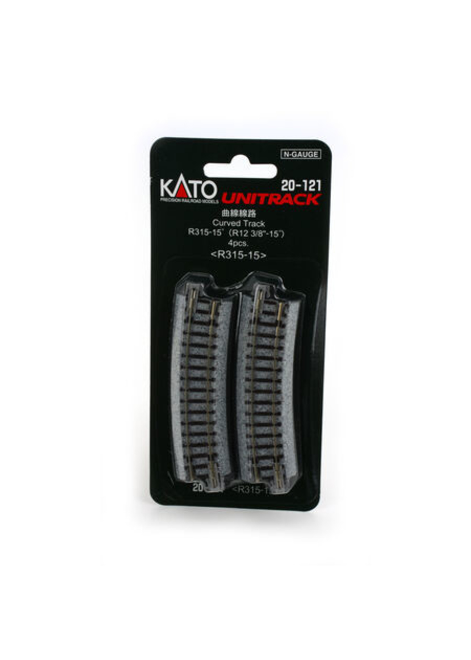 Kato 20-121 - 315mm 12-3/8" Radius Curve 15-Degree (4)