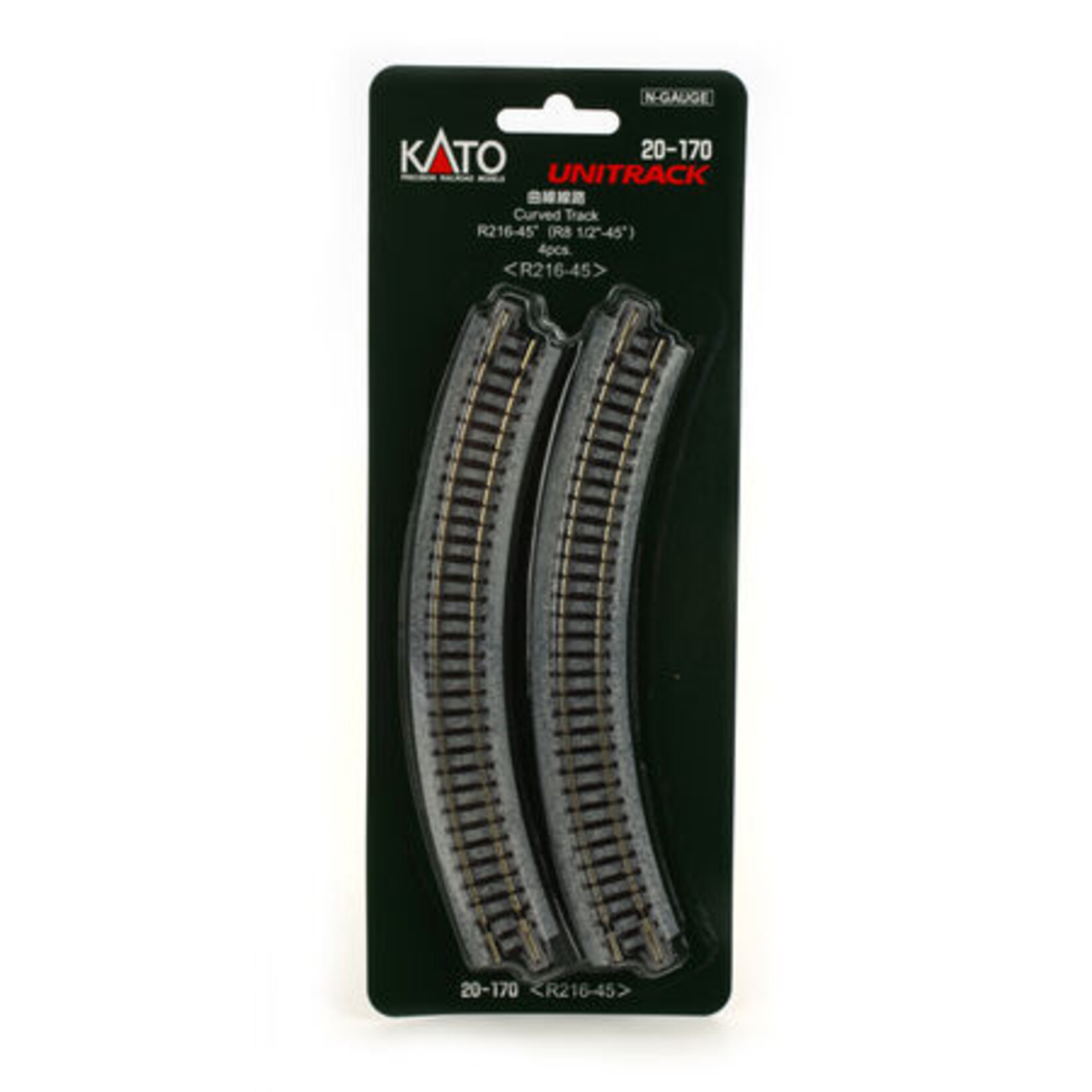 Kato 20-170 - 216mm 8-9/16" Radius Curve 45-Degree (4)