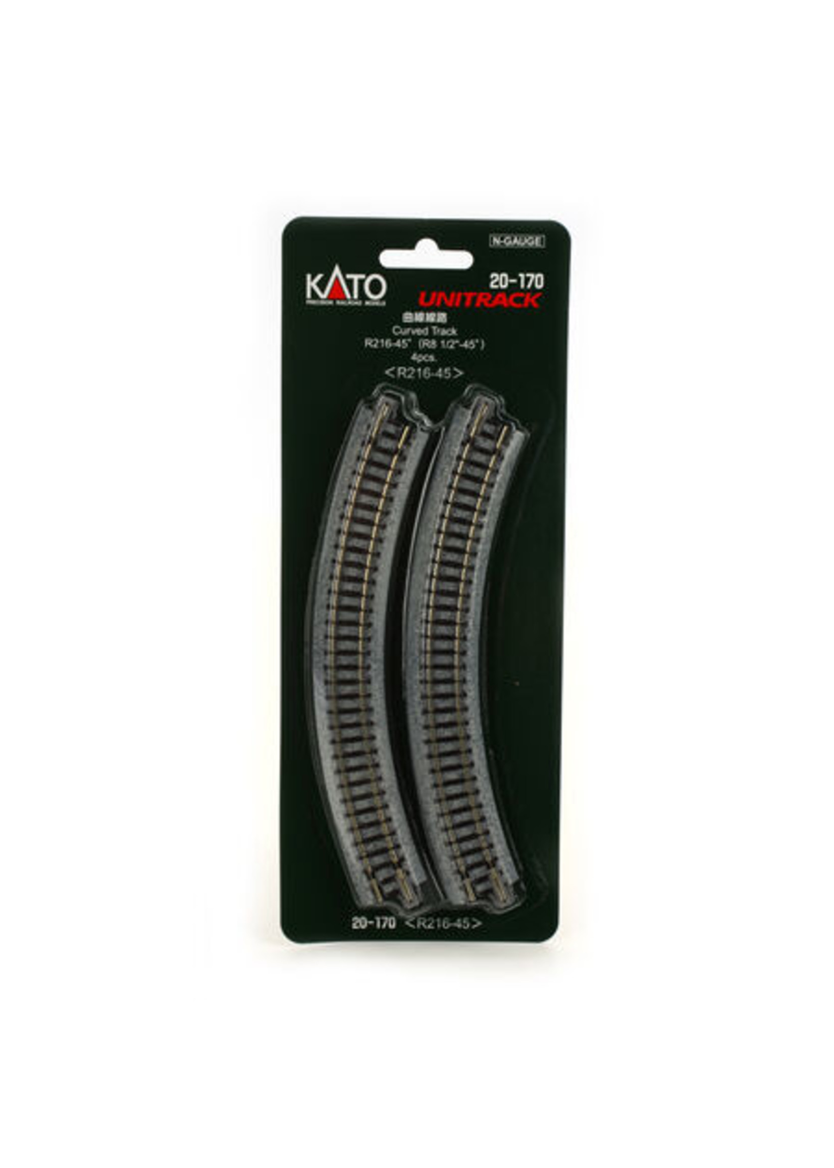 Kato 20-170 - 216mm 8-9/16" Radius Curve 45-Degree (4)