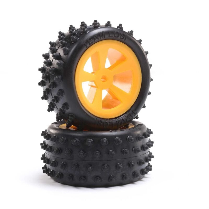 LOS41022 - 4 Row Rear Tires, Mounted, Orange (2): Mini JRX2