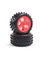 Losi LOS41023 - 4 Row Rear Tires, Mounted, Red (2): Mini JRX2