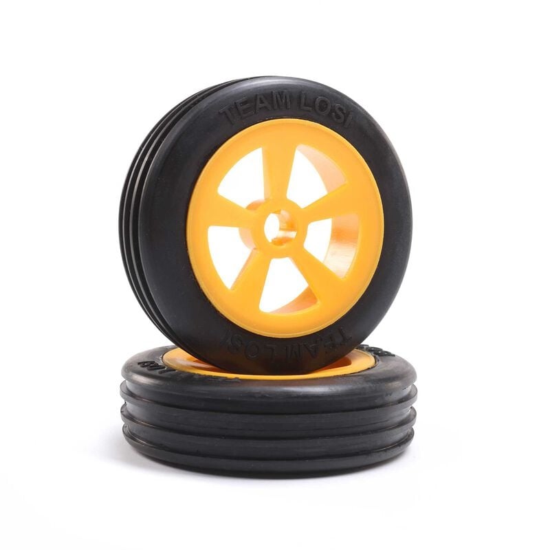 LOS41019 - Rib Front Tire, Mounted, Orange (2): Mini JRX2
