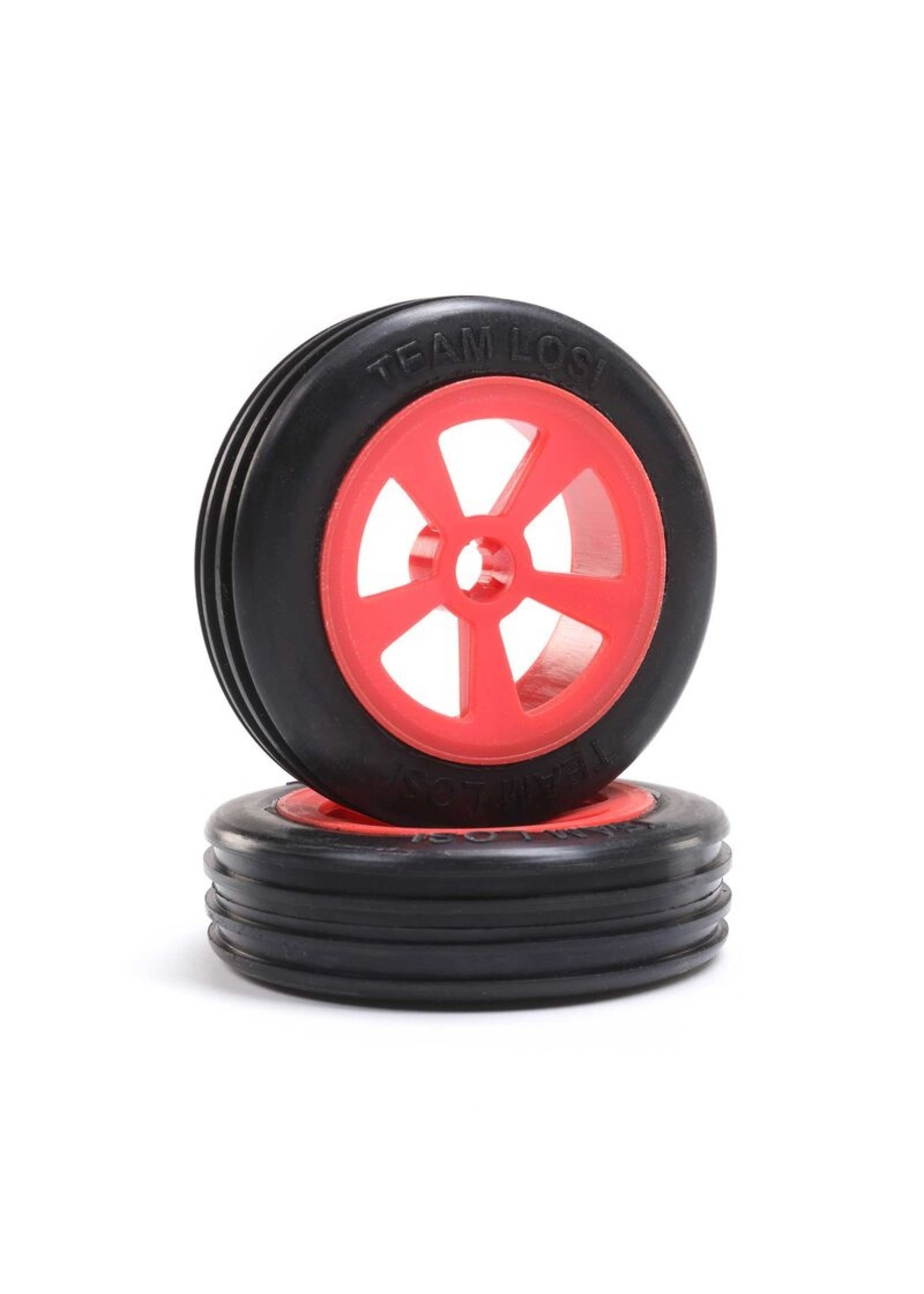 Losi LOS41020 - Rib Front Tire, Mounted, Red (2): Mini JRX2