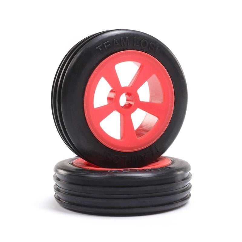 LOS41020 - Rib Front Tire, Mounted, Red (2): Mini JRX2