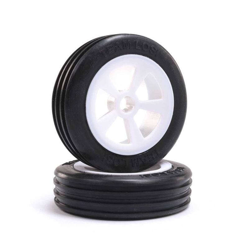 LOS41021 - Rib Front Tire, Mounted, White (2): Mini JRX2