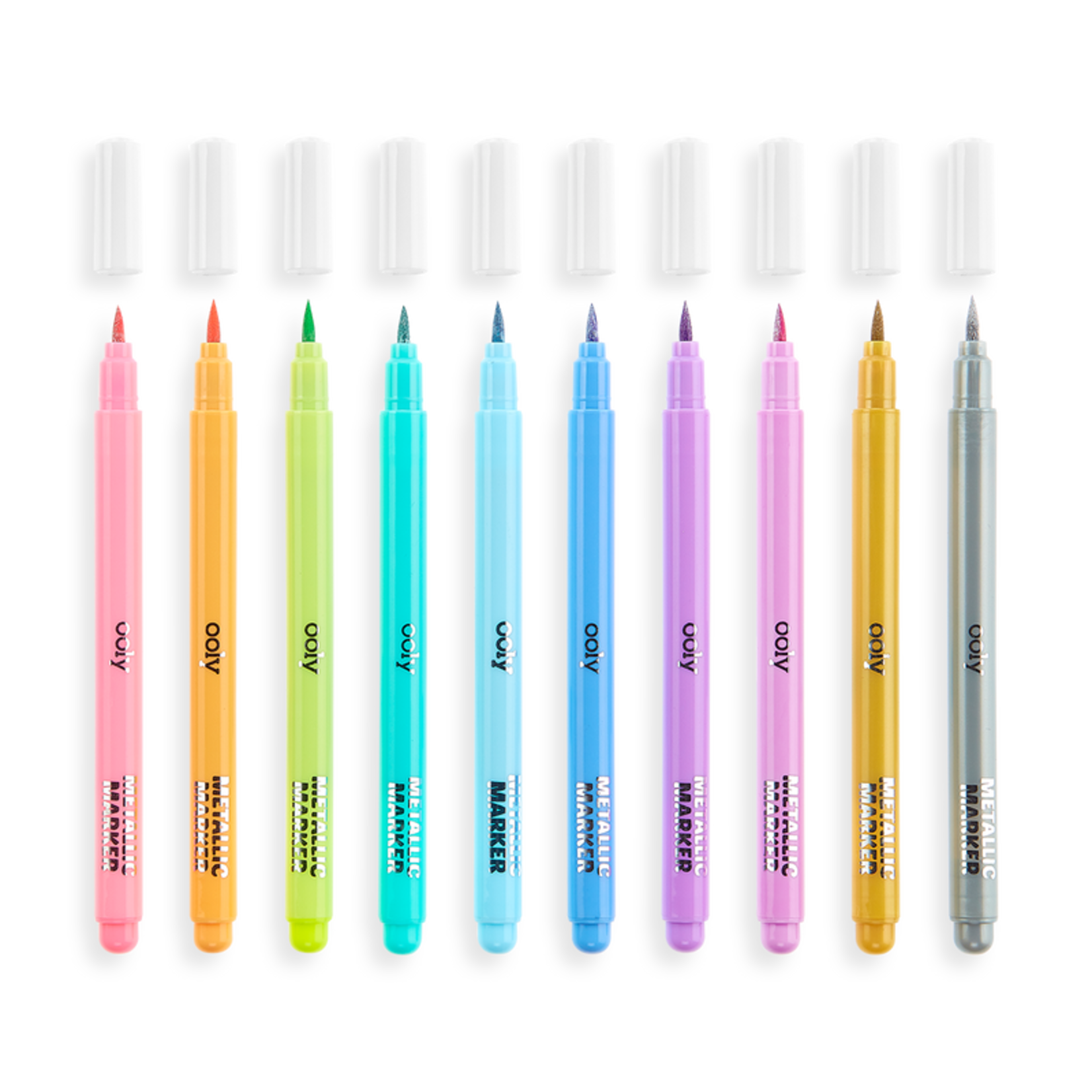 Ooly Color Lustre, Metallic Brush Markers - Set of 10