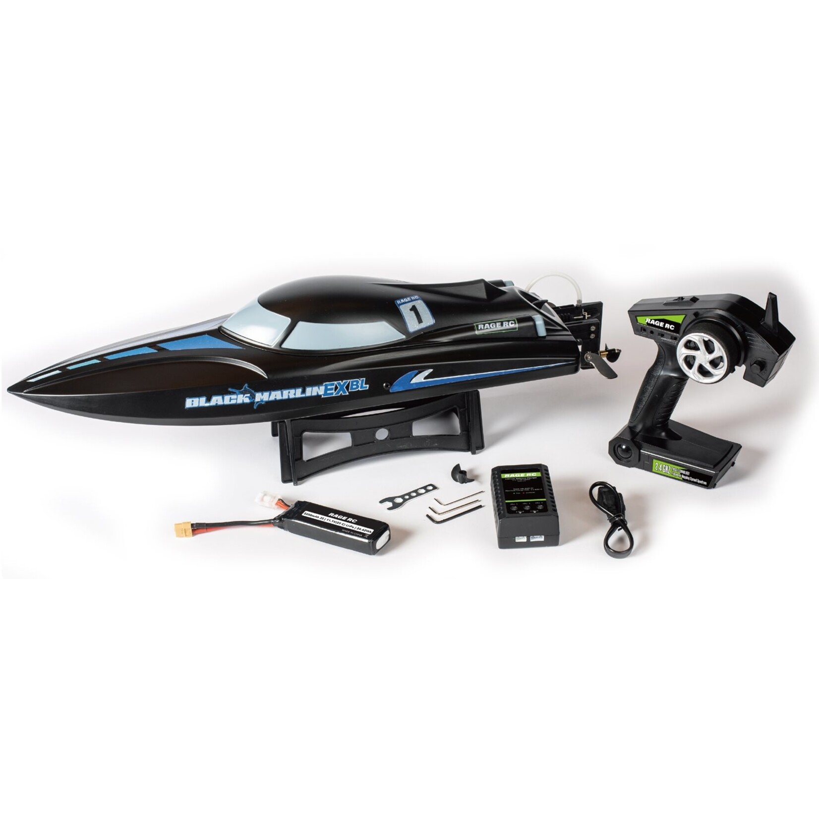 Rage RC B1405 -  Black Marlin EX Brushless Boat - RTR