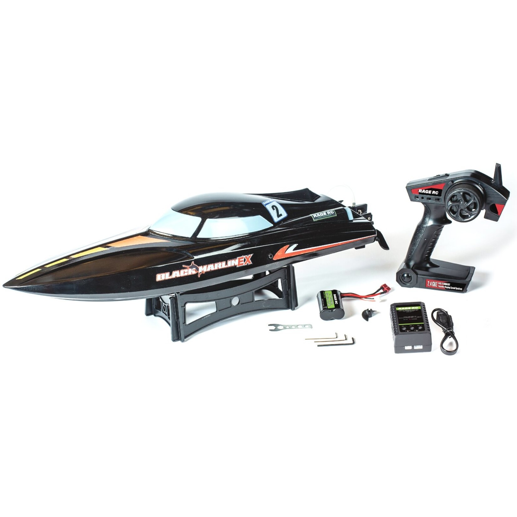 Rage RC B1400 -  Black Marlin EX Brushed Boat - RTR