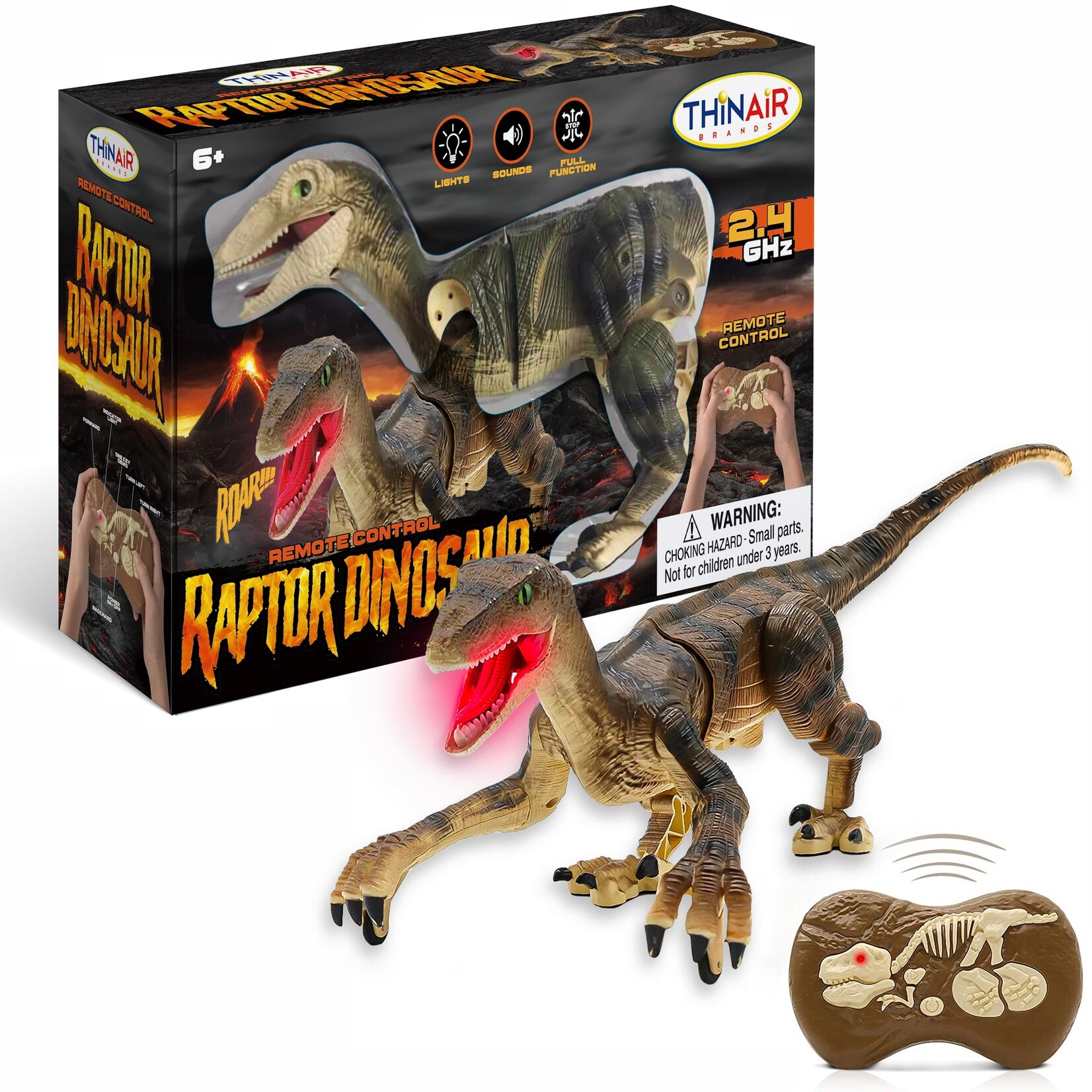 Thin Air R/C Dinosaur - Remote Control Raptor With Sound & Light