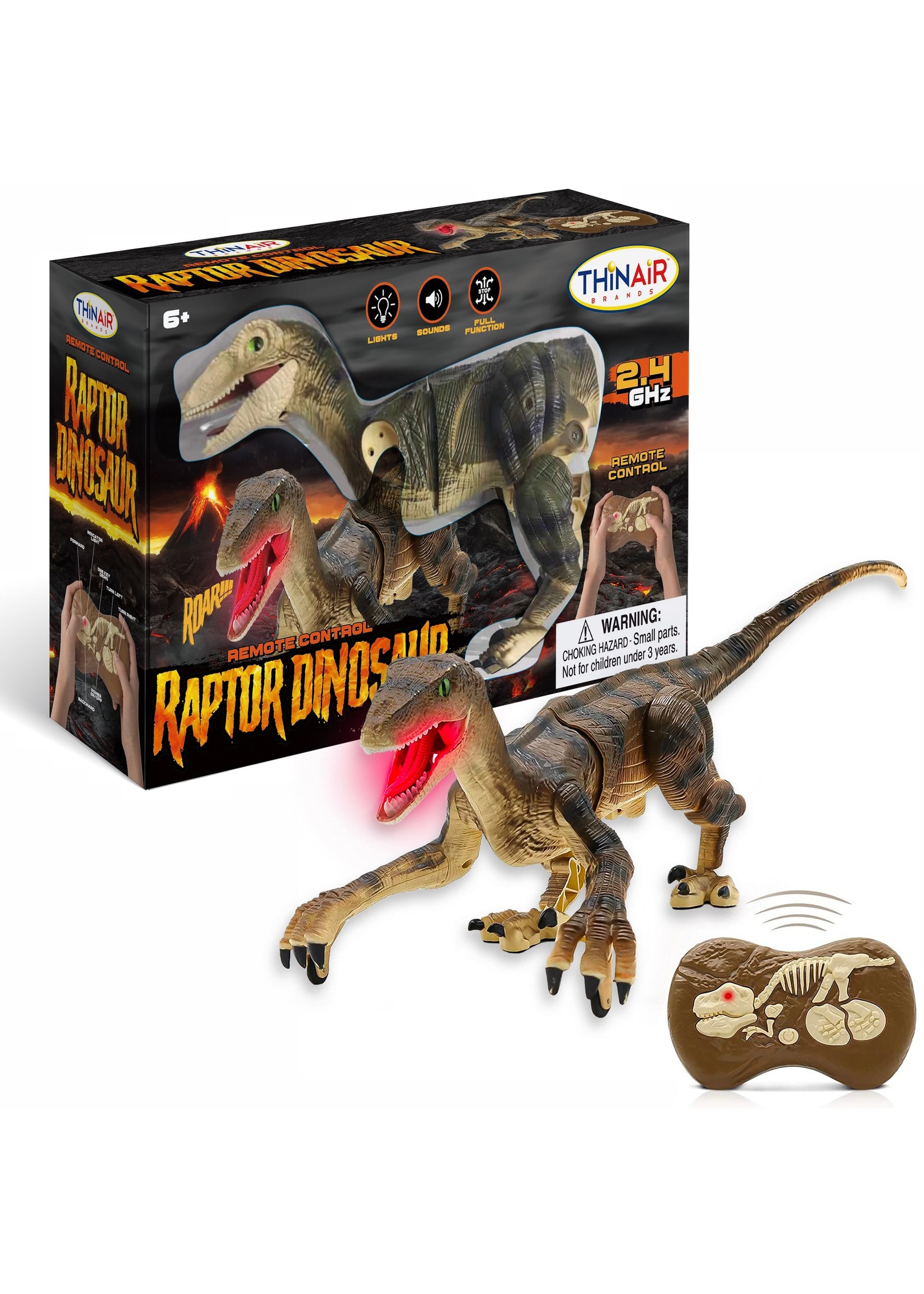 Thin Air R/C Dinosaur - Remote Control Raptor With Sound & Light