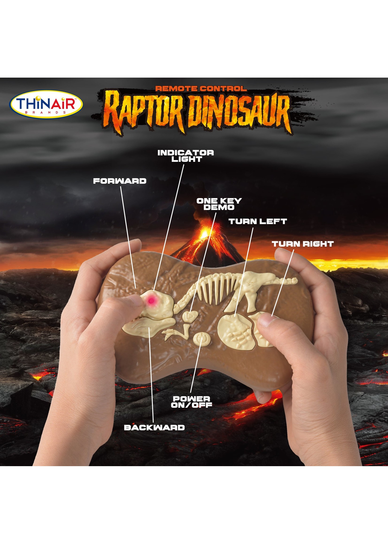 Thin Air R/C Dinosaur - Remote Control Raptor With Sound & Light