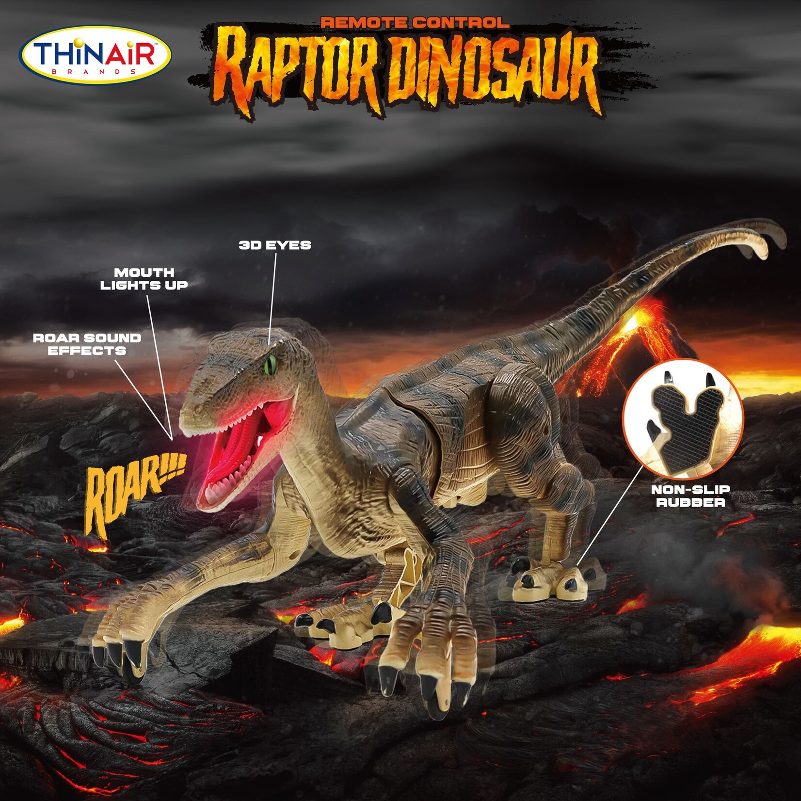 Thin Air R/C Dinosaur - Remote Control Raptor With Sound & Light