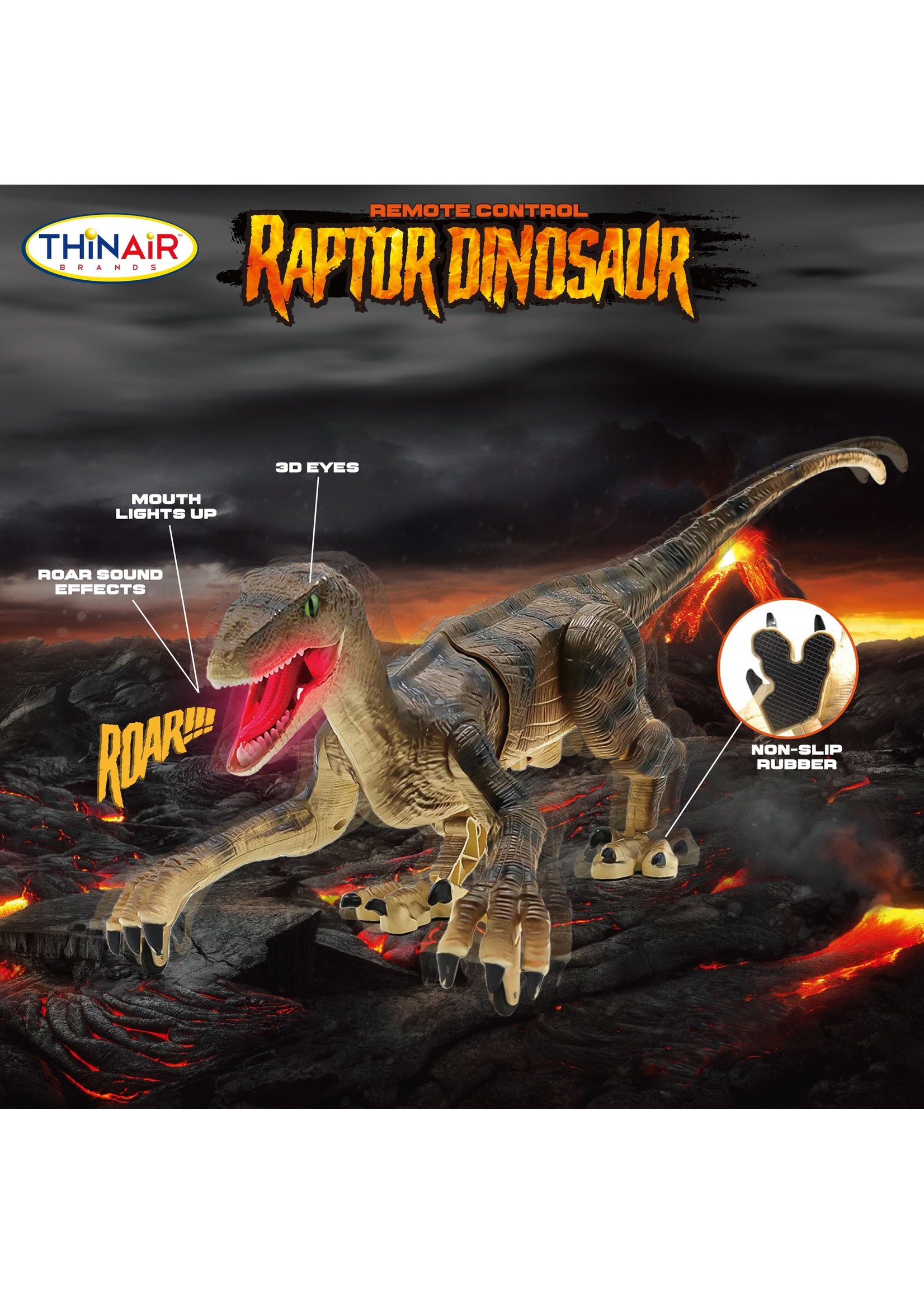 Thin Air R/C Dinosaur - Remote Control Raptor With Sound & Light
