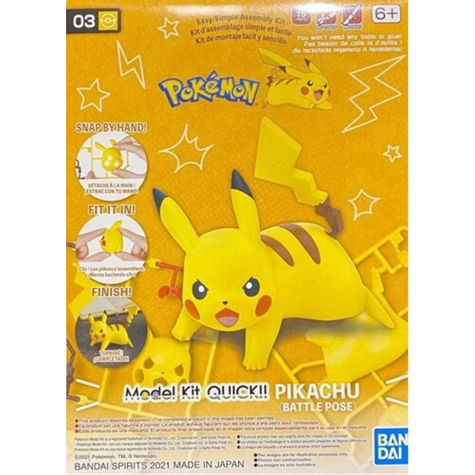 Bandai #03 "Pokemon" Pikachu (Battle Pose) Quick! Model Kit
