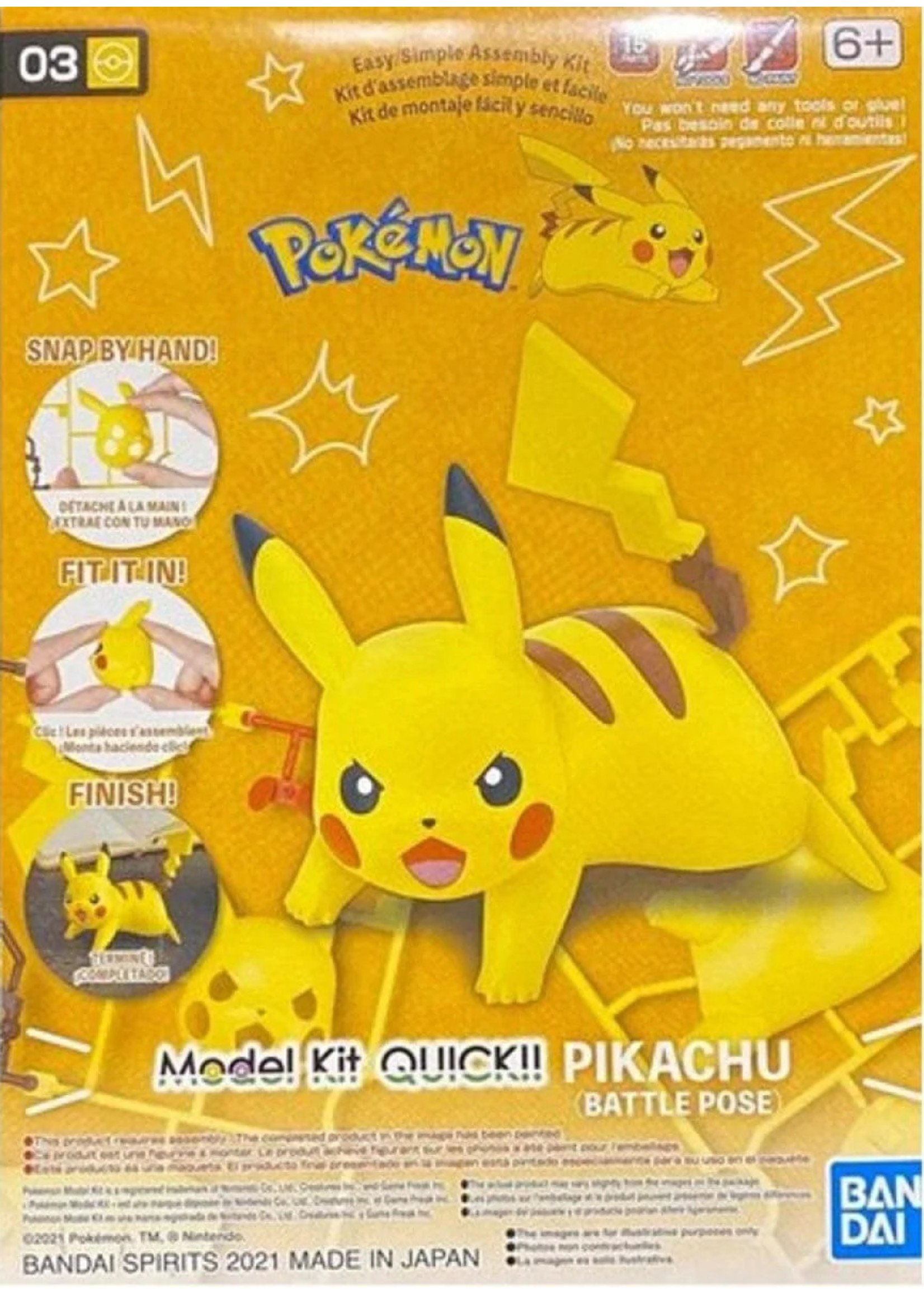 Bandai #03 "Pokemon" Pikachu (Battle Pose) Quick! Model Kit