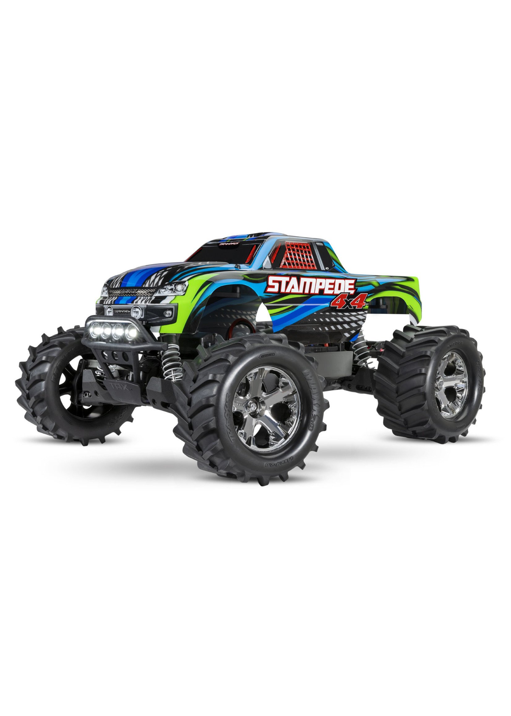 Traxxas 67054-61BLU - Stampede 4X4 With LED Lights - Blue/Green